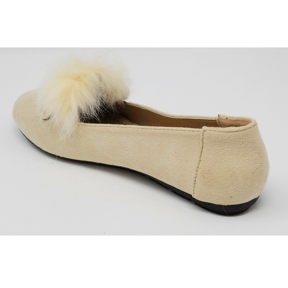 Feather Embellished Buckle Flats, BF-2633, Beige, Size 8.5 - Picture 3 of 5